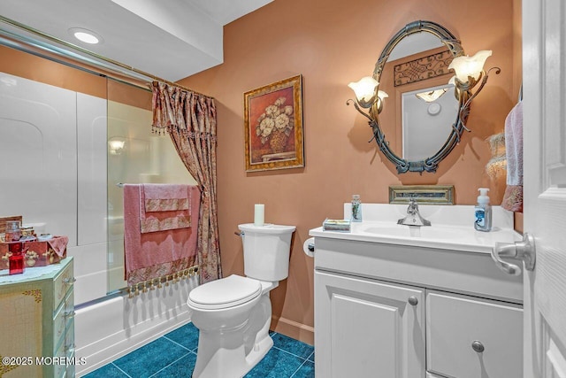 2 Apache Dr, Toms River, NJ 08753 - full bath featuring tile patterned flooring, vanity, and bath / shower combo with glass door