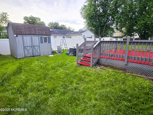 207 Delaware Ave, Cliffwood, NJ 07721 - view of yard featuring a storage shed and a wooden deck