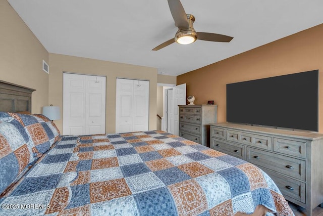26 Kathy Ct, Brick, NJ 08724 - bedroom with two closets and a ceiling fan