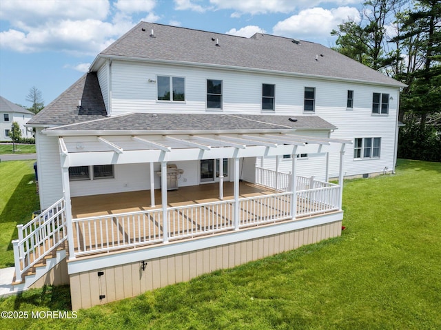 1 Country Club Dr, Deal, NJ 07723 - rear view of property with a yard, a pergola, a shingled roof, and a patio area