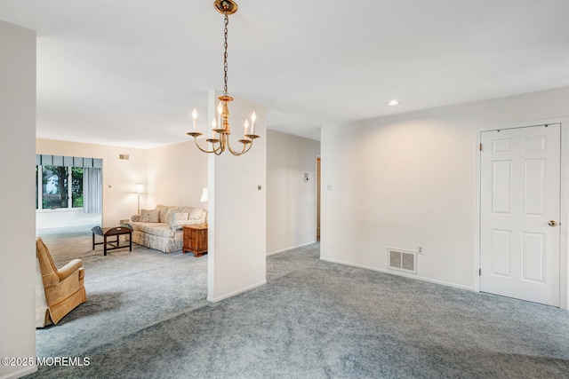 231 Valley Forge Dr, Little Egg Harbor, NJ 08087 - carpeted living area with a chandelier and recessed lighting