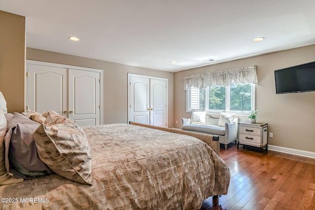 2 Red Oak, Holmdel, NJ 07733 - bedroom with hardwood / wood-style floors, two closets, and recessed lighting
