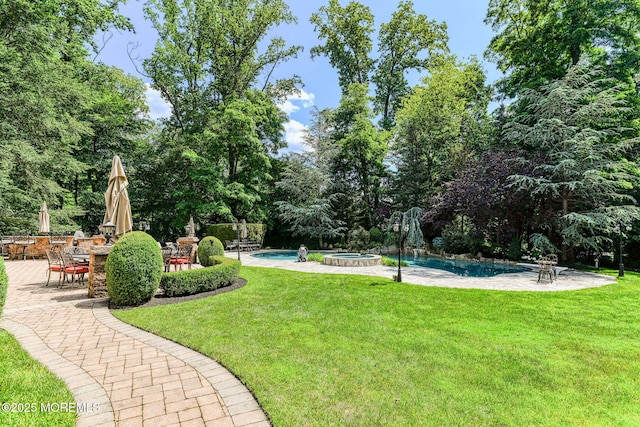 2 Red Oak, Holmdel, NJ 07733 - view of green lawn featuring a patio area, an outdoor pool, and an in-ground hot tub