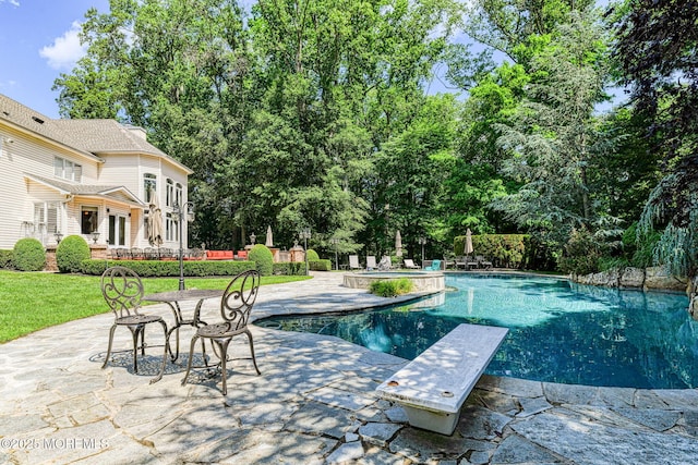 2 Red Oak, Holmdel, NJ 07733 - outdoor pool featuring a diving board and a patio
