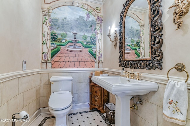 2 Red Oak, Holmdel, NJ 07733 - half bathroom featuring tile walls and a wainscoted wall
