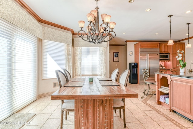 2 Red Oak, Holmdel, NJ 07733 - dining space featuring crown molding, a chandelier, and recessed lighting