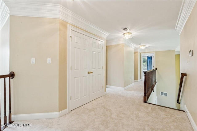 24 Rutledge Rd, Marlboro, NJ 07746 - corridor featuring an upstairs landing, ornamental molding, and carpet