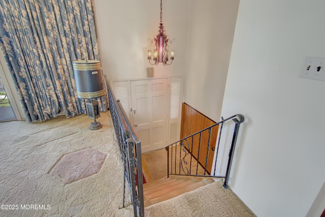16 Burdge Dr, Howell, NJ 07731 - stairs with carpet flooring and a chandelier