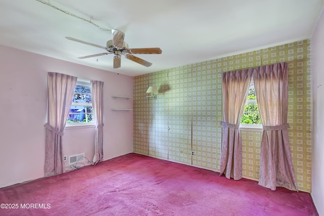 16 Burdge Dr, Howell, NJ 07731 - carpeted spare room featuring a ceiling fan and wallpapered walls