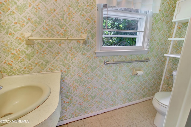 16 Burdge Dr, Howell, NJ 07731 - half bathroom featuring toilet and wallpapered walls