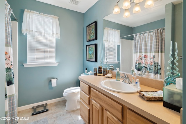 15 Savannah Dr, Barnegat, NJ 08005 - bathroom with vanity, tile patterned floors, a chandelier, and plenty of natural light