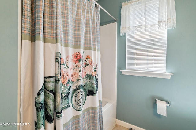 15 Savannah Dr, Barnegat, NJ 08005 - full bathroom with shower / bath combination with curtain and baseboards