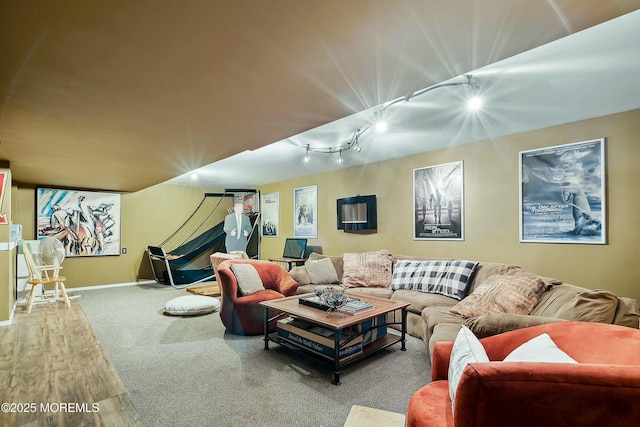 15 Savannah Dr, Barnegat, NJ 08005 - carpeted living area featuring rail lighting and baseboards