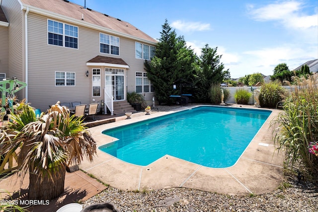 15 Savannah Dr, Barnegat, NJ 08005 - view of swimming pool with a patio, entry steps, and a diving board