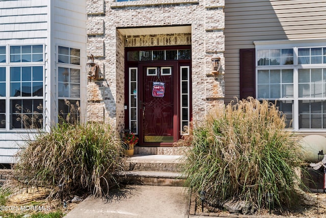 15 Savannah Dr, Barnegat, NJ 08005 - doorway to property with stone siding