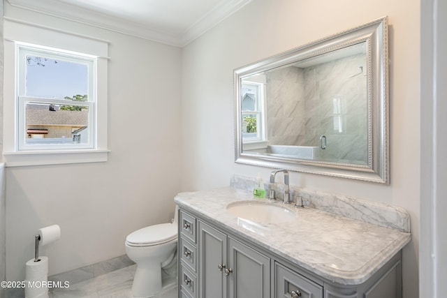 1810 Shore Blvd, Point Pleasant, NJ 08742 - full bathroom with vanity, crown molding, and a shower with shower door