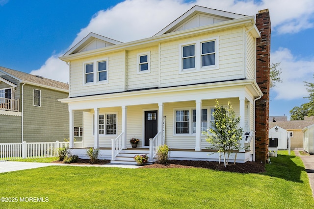 1810 Shore Blvd, Point Pleasant, NJ 08742 - view of front of property featuring a chimney, covered porch, and board and batten siding