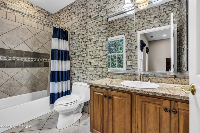 1 Ethan Dr, Farmingdale, NJ 07727 - full bath featuring tile patterned flooring, vanity, and shower / tub combo with curtain