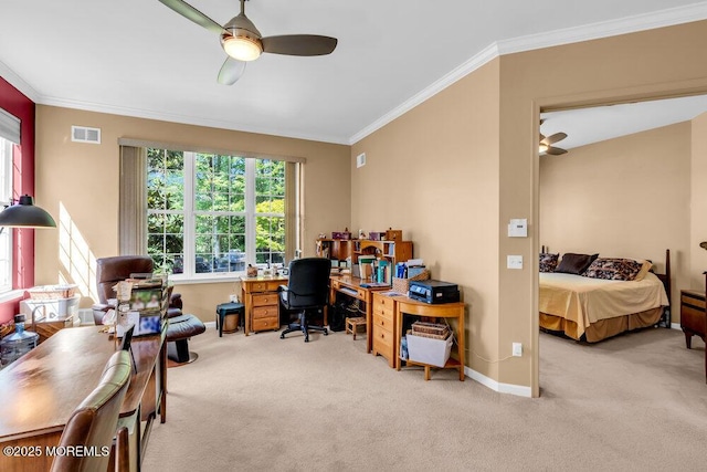 24 Oakmont Ln, Jackson, NJ 08527 - office with ceiling fan, ornamental molding, and carpet flooring