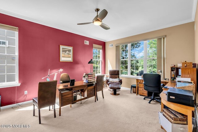 24 Oakmont Ln, Jackson, NJ 08527 - carpeted office space with ceiling fan and ornamental molding