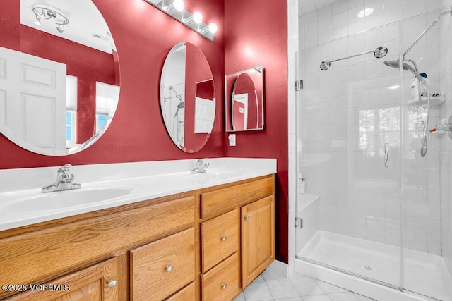24 Oakmont Ln, Jackson, NJ 08527 - full bathroom with a stall shower, double vanity, and tile patterned flooring