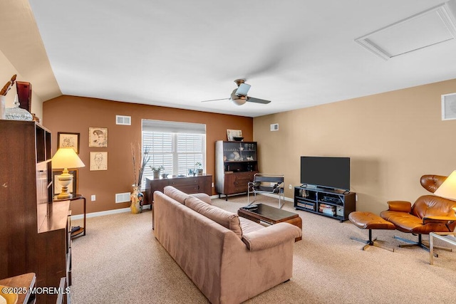 24 Oakmont Ln, Jackson, NJ 08527 - carpeted living area featuring ceiling fan and attic access