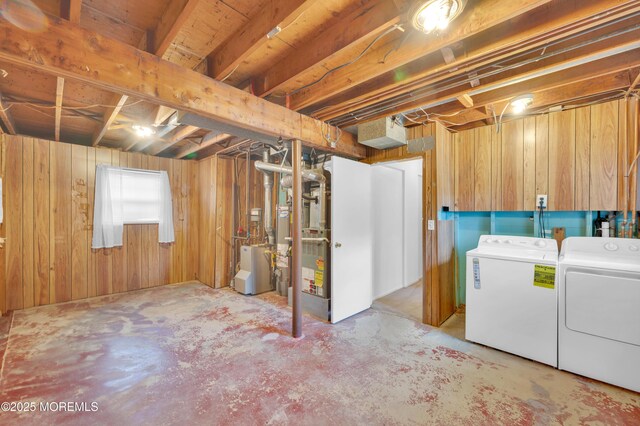 353 Cokes Dr, Toms River, NJ 08753 - basement with washer and clothes dryer and wood walls