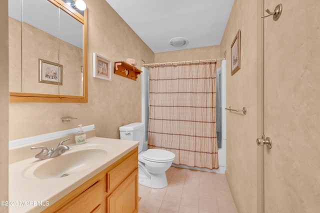 353 Cokes Dr, Toms River, NJ 08753 - full bathroom featuring vanity, tile patterned flooring, and shower / bath combo with shower curtain