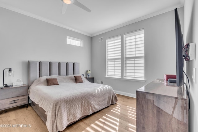 65 Ambermist Way, Forked River, NJ 08731 - bedroom with ornamental molding, light wood-type flooring, and a ceiling fan