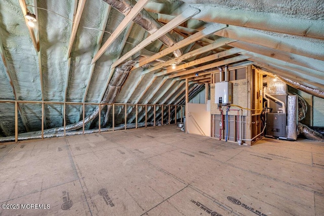 45 Shore Acres Ave, North Middletown, NJ 07748 - attic with heating unit and an upstairs landing