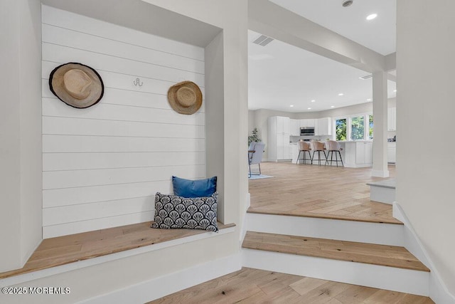 45 Shore Acres Ave, North Middletown, NJ 07748 - stairway with wood finished floors and recessed lighting