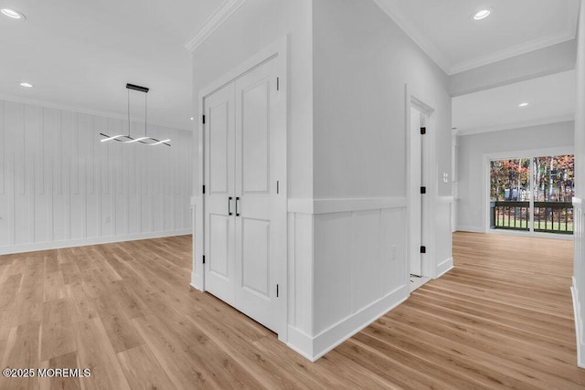 12 Outsail Ave, Barnegat, NJ 08005 - corridor with light wood-style flooring, crown molding, and recessed lighting