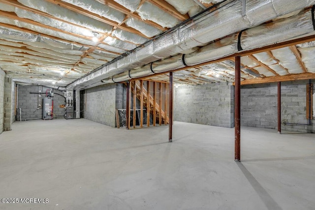 12 Outsail Ave, Barnegat, NJ 08005 - unfinished basement with water heater, heating unit, and concrete block wall