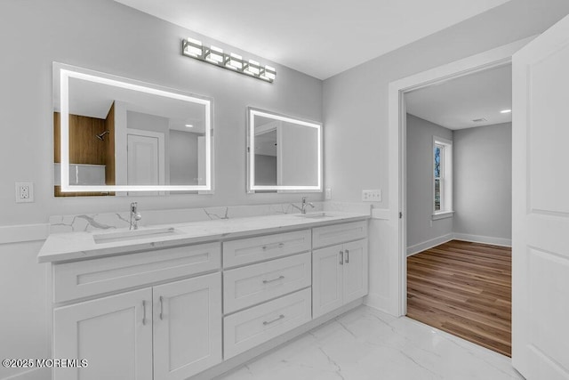 12 Outsail Ave, Barnegat, NJ 08005 - full bath featuring double vanity and marble look tile flooring