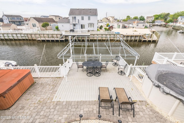 887 Beach Haven W Blvd, Manahawkin, NJ 08050 - dock featuring outdoor dining area, a deck with water view, and a residential view