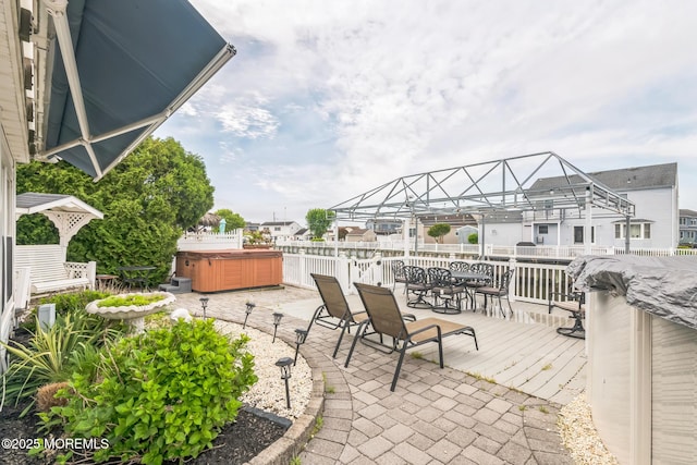 887 Beach Haven W Blvd, Manahawkin, NJ 08050 - view of patio featuring a hot tub, outdoor dining area, and a wooden deck