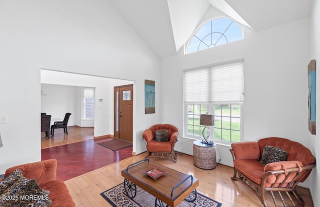 408 Brookdale Ave, Long Branch, NJ 07740 - living area with wood finished floors and high vaulted ceiling