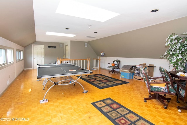67 School Rd E, Marlboro, NJ 07746 - game room with a skylight and vaulted ceiling