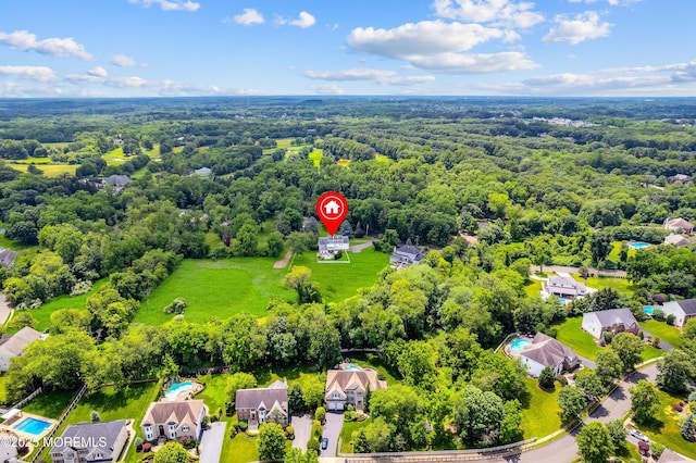 67 School Rd E, Marlboro, NJ 07746 - bird's eye view of a heavily wooded area and a pool area