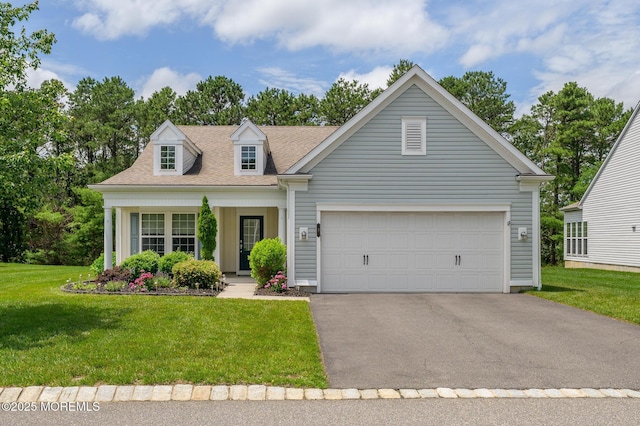 5 Gainsborough Ln, Manchester, NJ 08759 - view of front of home featuring driveway, a front yard, a garage, and a shingled roof