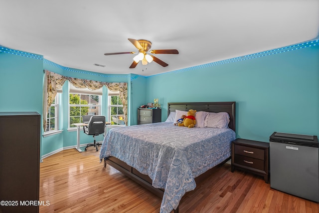 3 Knightsbridge Pl, Jackson, NJ 08527 - bedroom featuring fridge, wood finished floors, an office area, and ceiling fan