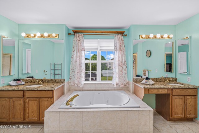 3 Knightsbridge Pl, Jackson, NJ 08527 - full bath featuring a whirlpool tub, two vanities, and tile patterned floors
