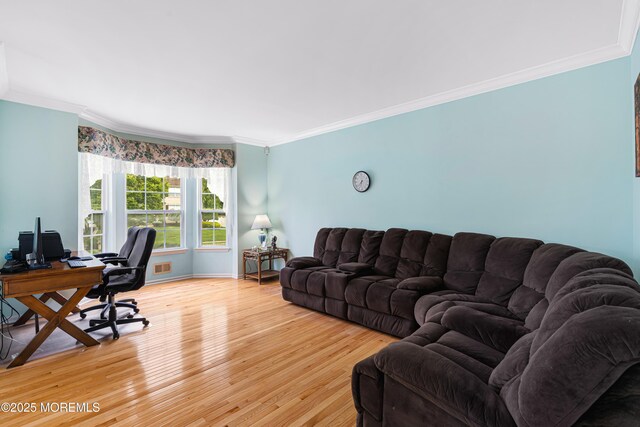 3 Knightsbridge Pl, Jackson, NJ 08527 - living area with crown molding, an office area, and light wood-style floors