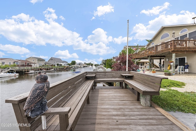 28 S Dayton Dr, Little Egg Harbor, NJ 08087 - dock area featuring a deck with water view and a residential view