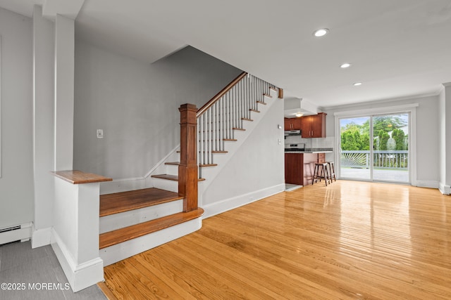 334 Norgrove Pl, Elberon, NJ 07740 - staircase featuring wood finished floors, recessed lighting, and baseboard heating