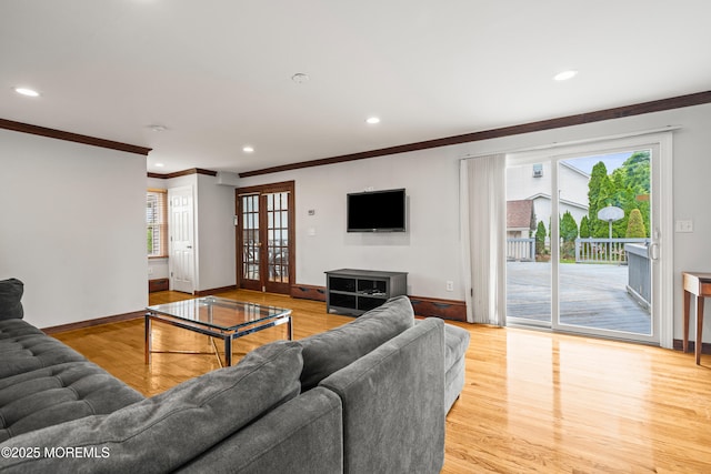 334 Norgrove Pl, Elberon, NJ 07740 - living area featuring light wood finished floors, crown molding, plenty of natural light, and recessed lighting