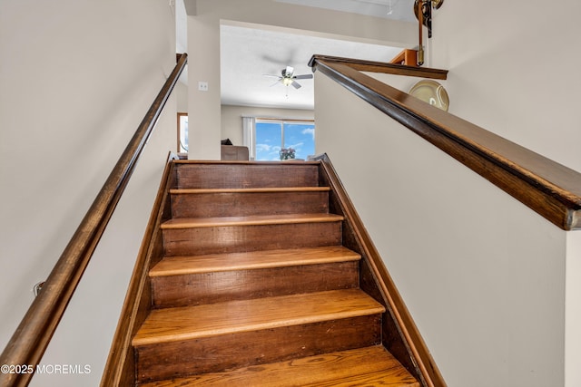 259 Cypress Dr, Bayville, NJ 08721 - staircase with a ceiling fan