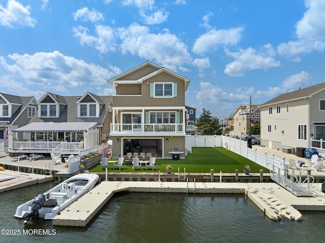 6 Pearce Ct, Manasquan, NJ 08736 - rear view of house with a water view, a residential view, and a fenced backyard