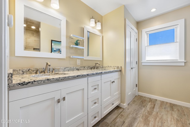 6 Pearce Ct, Manasquan, NJ 08736 - full bathroom with wood finished floors, double vanity, and recessed lighting