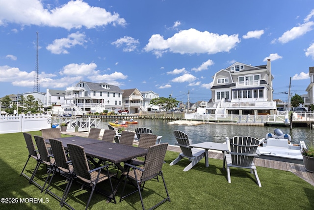 6 Pearce Ct, Manasquan, NJ 08736 - dock featuring a water view and outdoor dining space